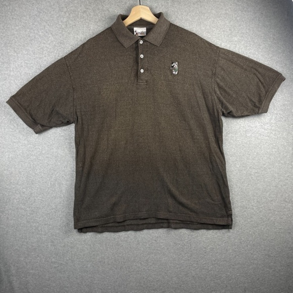 Vintage Walt Disney World Polo Men Large Brown Mickey Mouse Embroidered Golf